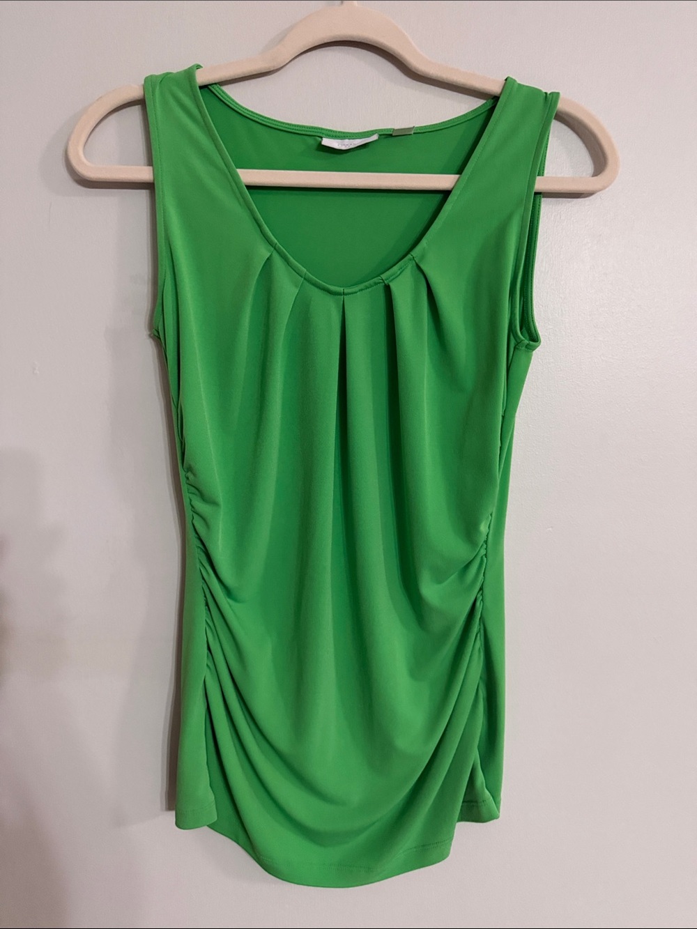 New York & Company Bright Green Ruched Sleeveless Tank